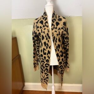 BP Leopard Print Long Open Cardigan